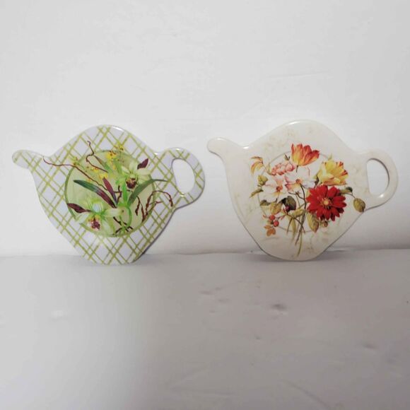 2 Melamine Tea Bag Holders Floral - Picture 7 of 7